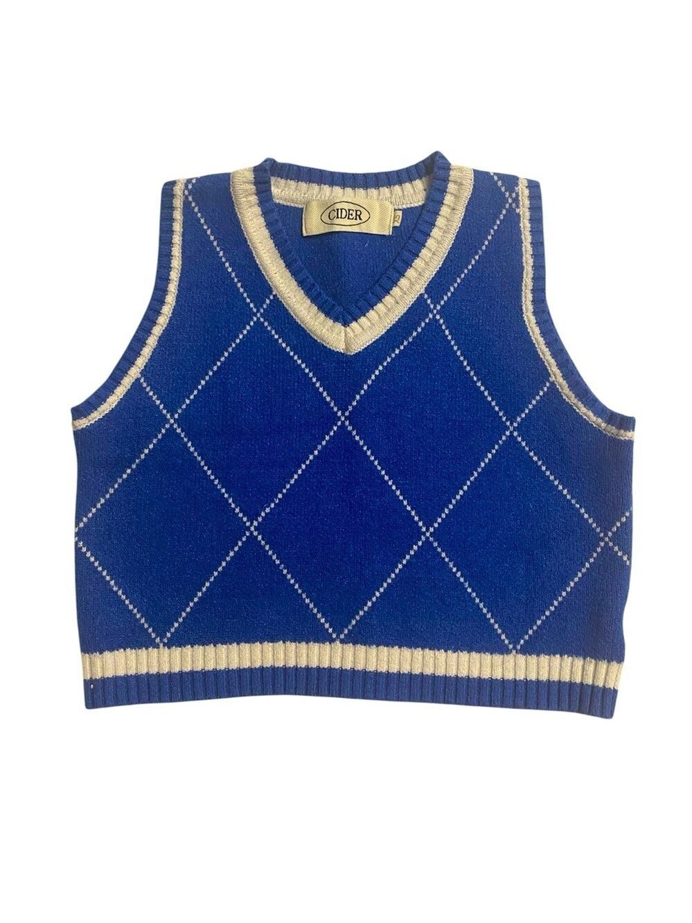 Cider Blue White Argyle Sweater Vest XS